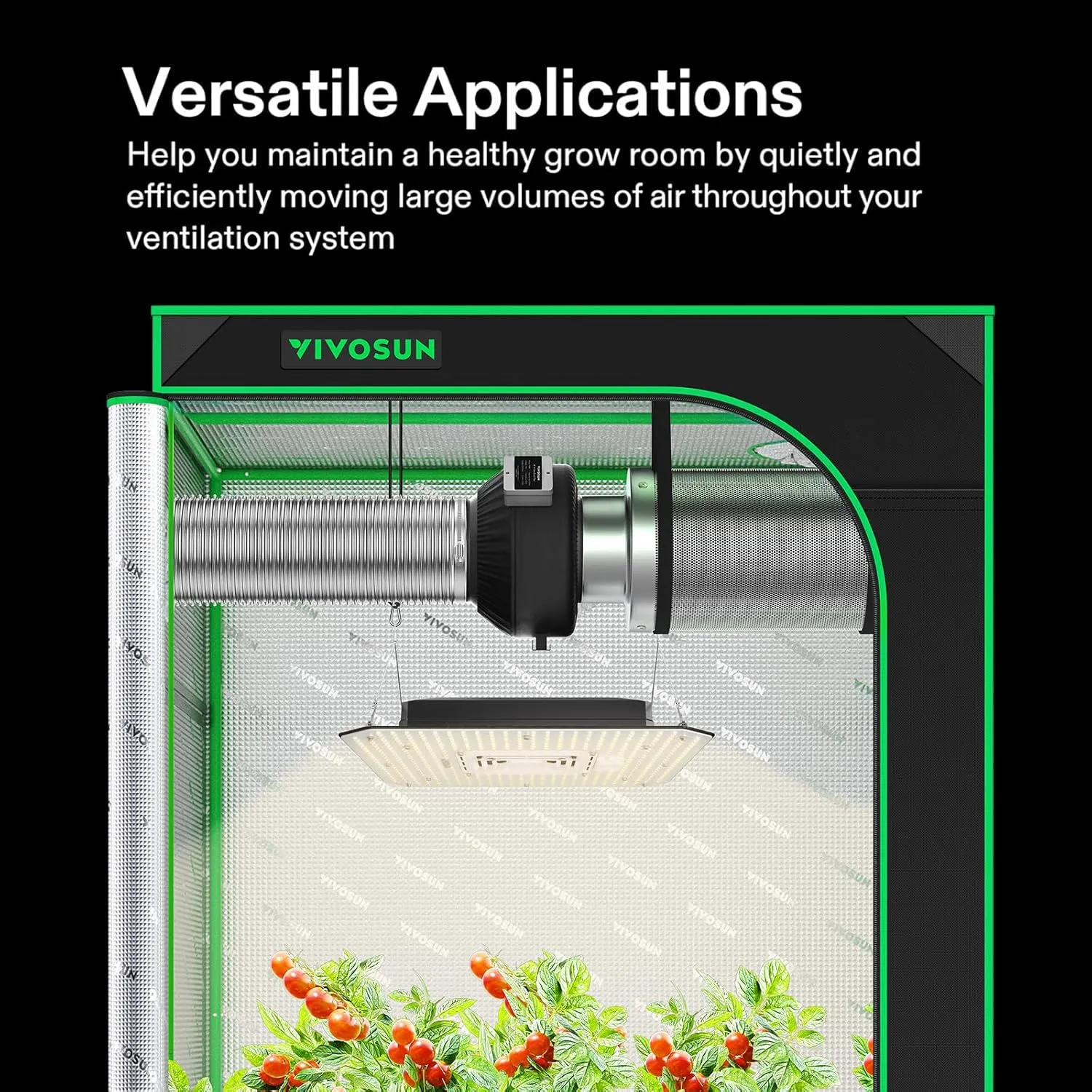 VIVOSUN 8 Inch 740 CFM Inline Fan with Speed Controller, 8 Inch Carbon Filter and 25 Feet of Ducting, Air Filtration Combo for Grow Tent Ventilation
