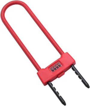 WANLIAN Anti-Theft U-Lock, 16mm Hardened Zinc Alloy Shackle, Adjustable U-Shape, 4-Digit Resettable Combination, Red