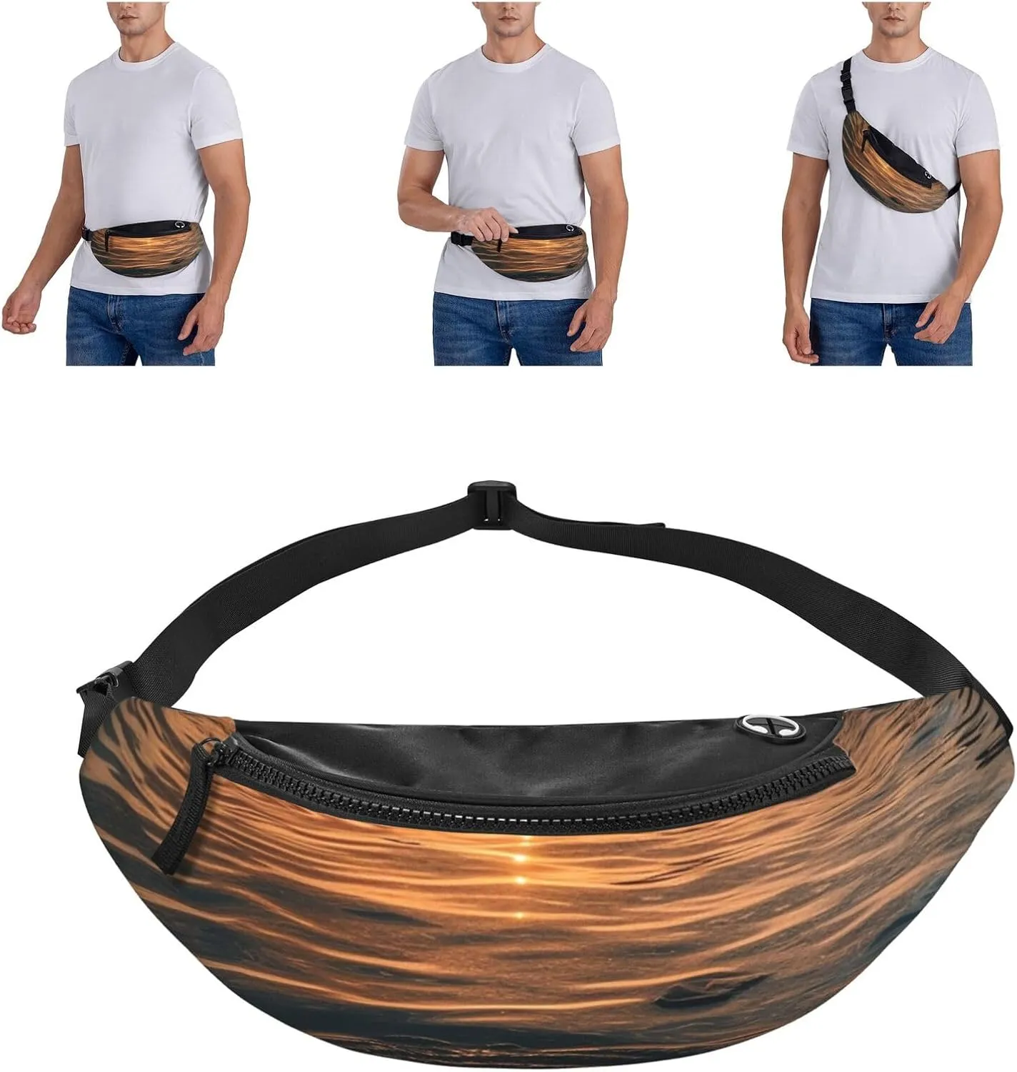 Water surface in the sunset Fanny Pack for Man Women Waist Bag Adjustable Belt Casual Chest Bag Bum Bags for Travel Sports Running Hiking Waist Packs