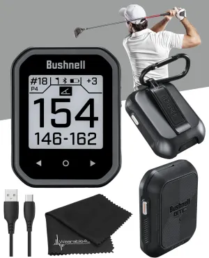 Wearable4U - Bushnell Phantom 3 GPS Rangefinder Black with BITE Magnetic Mount and GreenView with Lens Cleaning Cloth Bundle