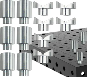 Welding Table Fixture Pins 12 Pcs 5/8 x 1 x 1.5 Stop Alignment Aluminum Accessories Square V-Groove Round Tubing Quick Setup Fixturing Kit