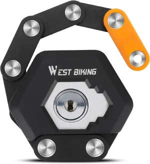 West Biking Folding Bike Lock - Compact Bicycle Lock with 3 Keys, Lightweight Bicycle Foldable Lock with Mounting Bracket, Bike Lock with Anti-Theft Alloy Steel