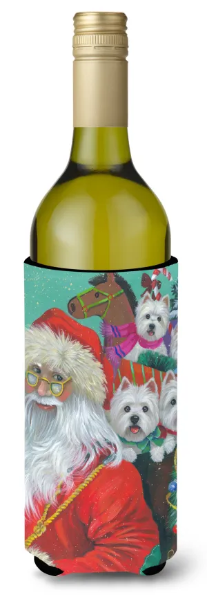 Westie Christmas Santa's Westies Wine Bottle Hugger PPP3229LITERK