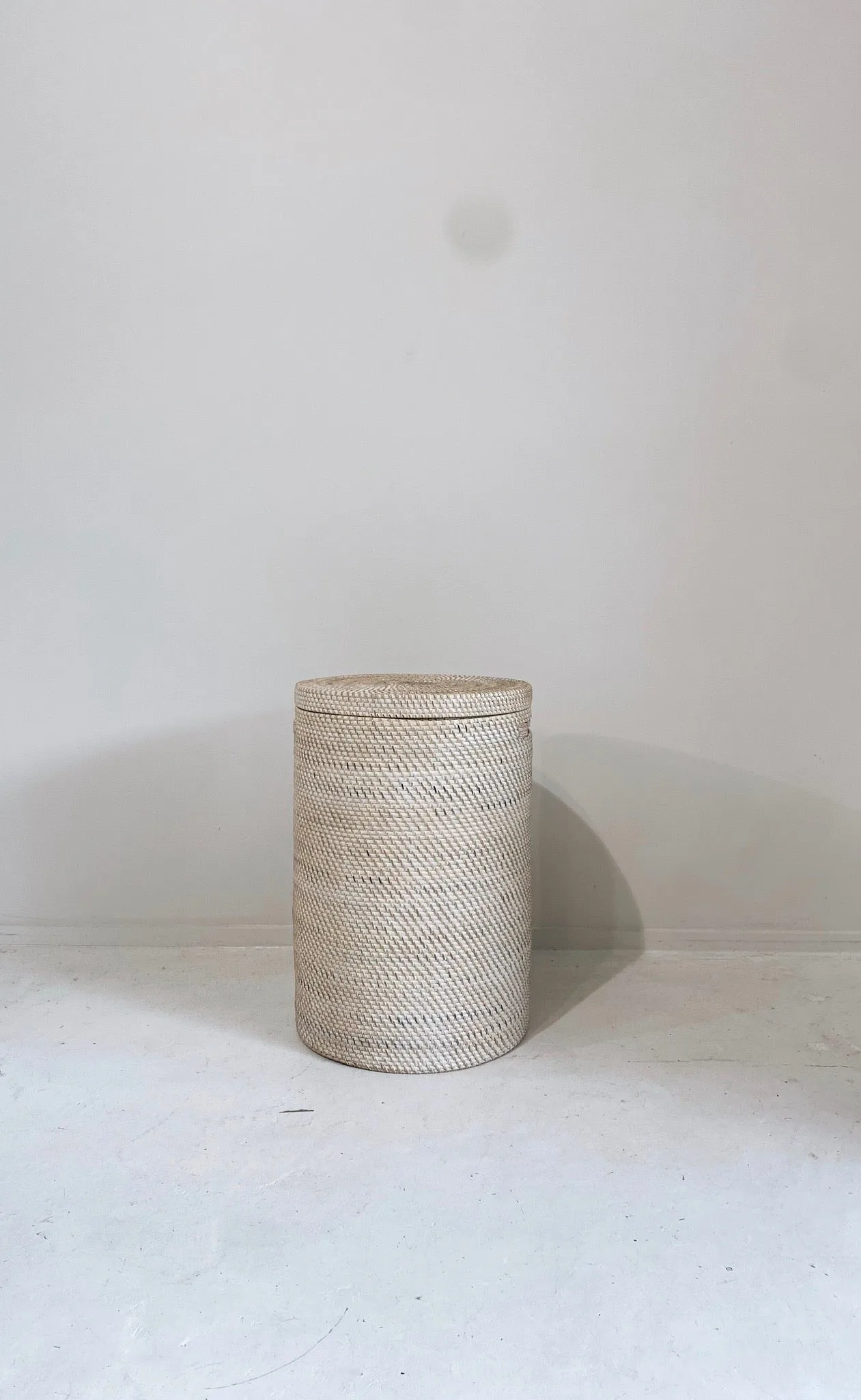 Whitewash Rattan Laundry Basket