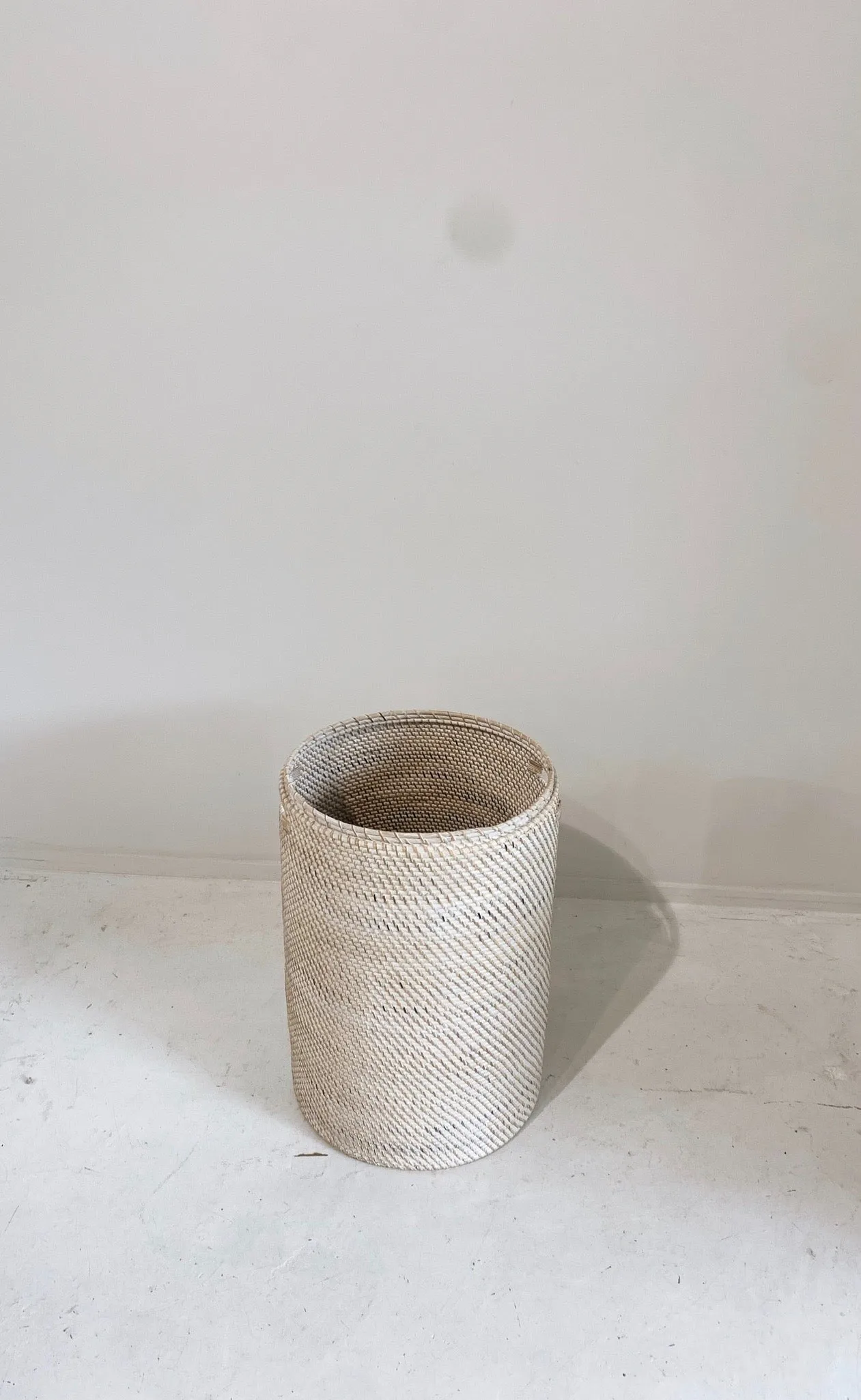 Whitewash Rattan Laundry Basket