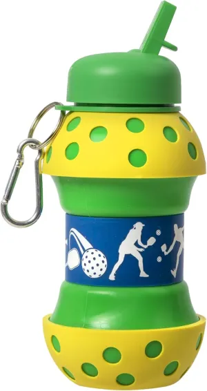 Windy City Novelties Collapsible Pickleball Silicone Water Bottle - 16 oz Portable Hydration for Sports & Travel
