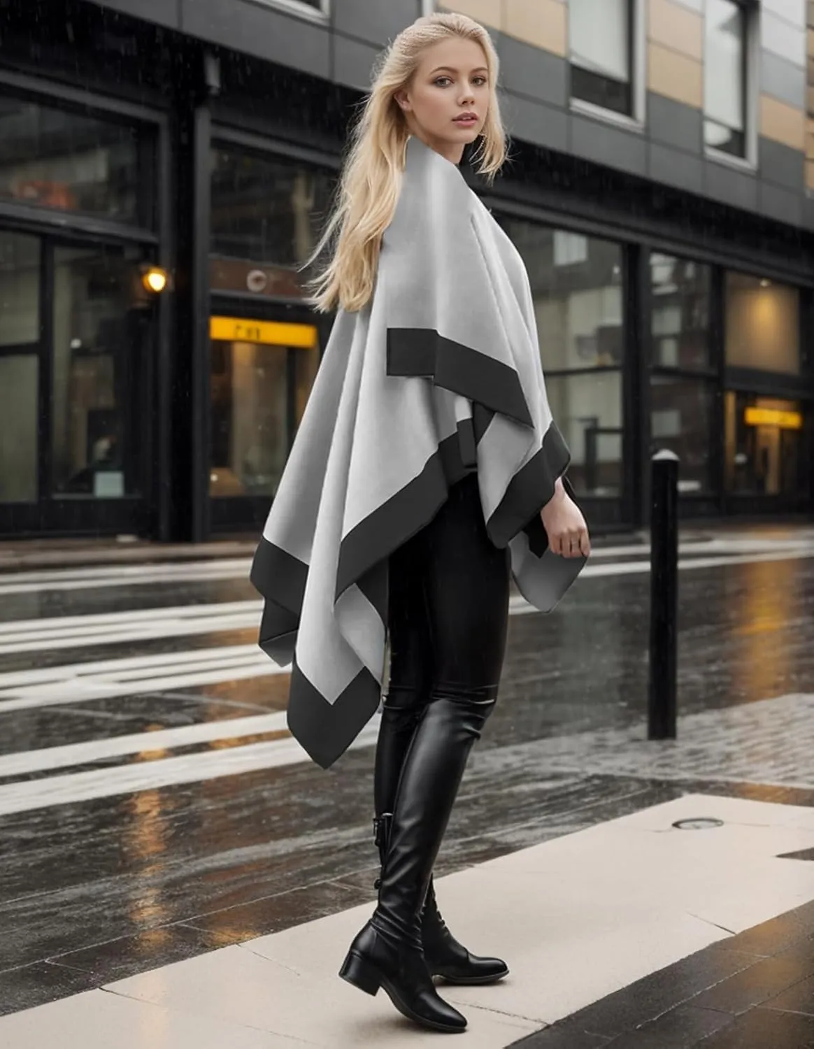 Women's Shawl Wraps Open Front Poncho Cape Oversized Sweaters Casual Cardigan Shawls for Fall Winter