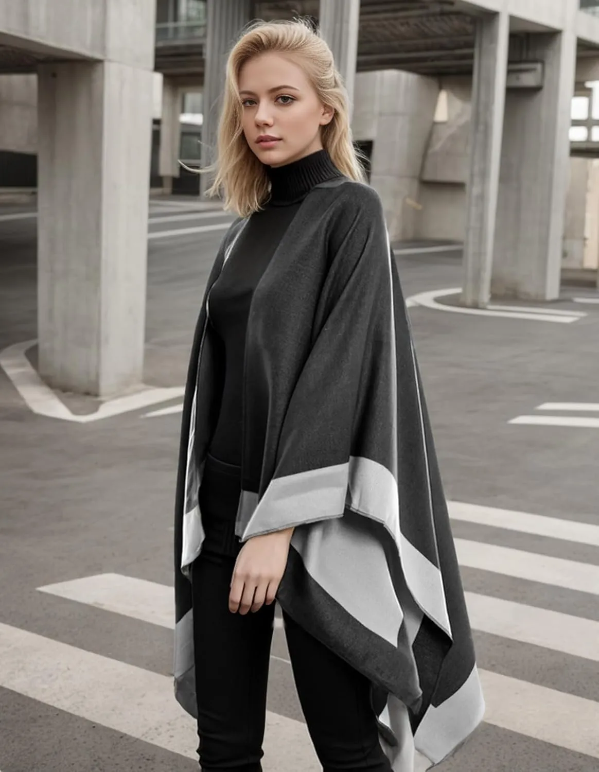 Women's Shawl Wraps Open Front Poncho Cape Oversized Sweaters Casual Cardigan Shawls for Fall Winter