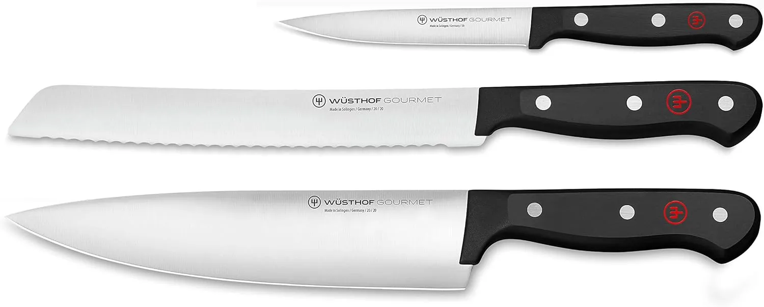 WÜSTHOF Gourmet 3-Piece Chef's Knife Set, Black