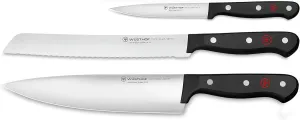 WÜSTHOF Gourmet 3-Piece Chef's Knife Set, Black