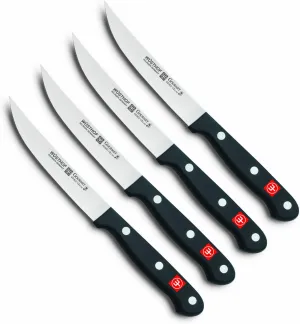 WÜSTHOF Gourmet Four Piece Steak Knife Set (Blister Pack) | 4-Piece German Knife Set | Precise Laser Cut High Carbon Stainless Steel Kitchen Steak Knife Set – Model 8464