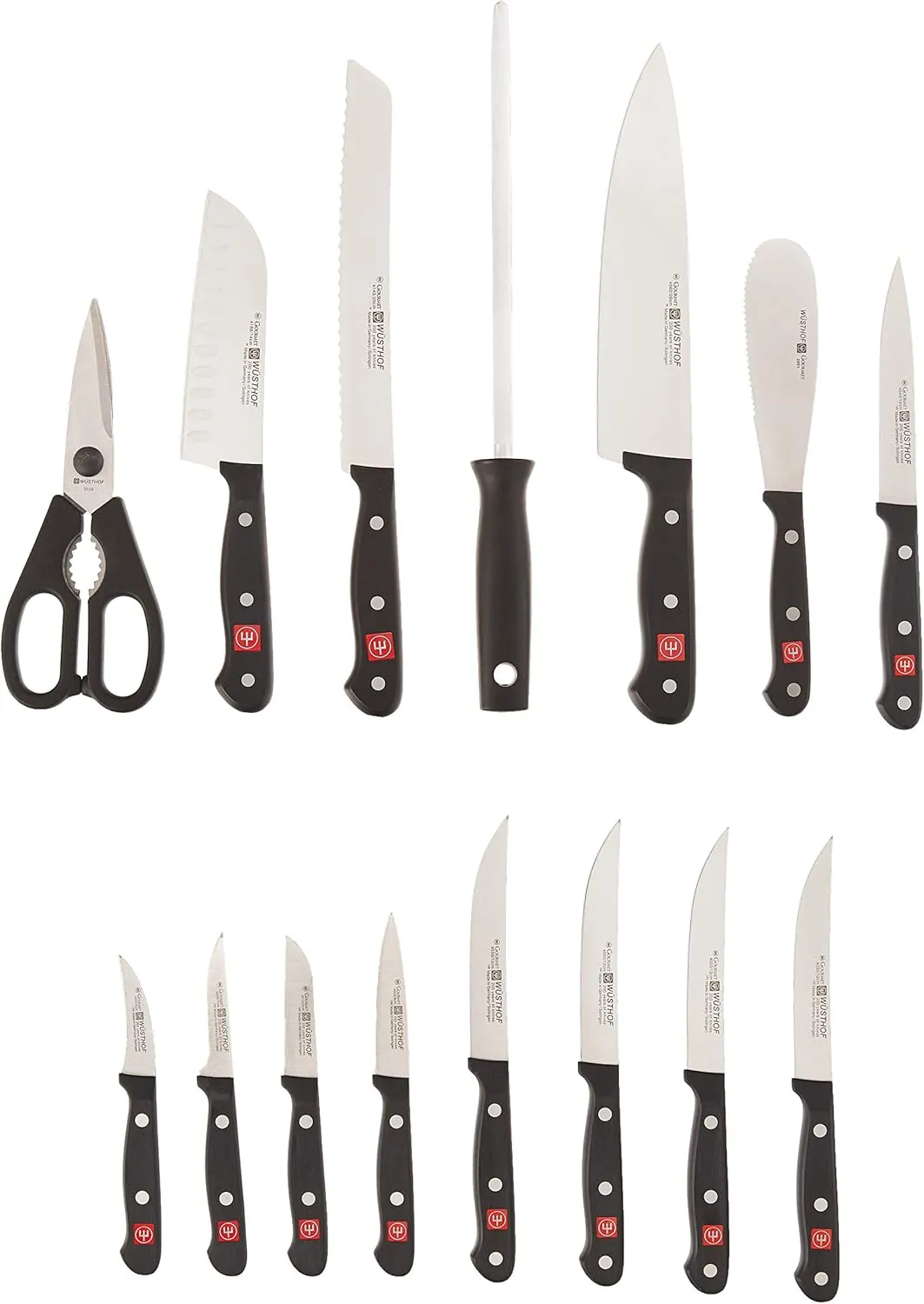 Wüsthof Gourmet Knife Block Set, One Size, Beechwood Block, Stainless Knives