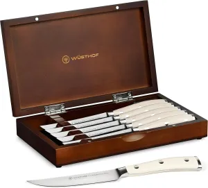 Wusthof Classic Ikon Creme Steak Knife Set with Wood Case (6 Piece)
