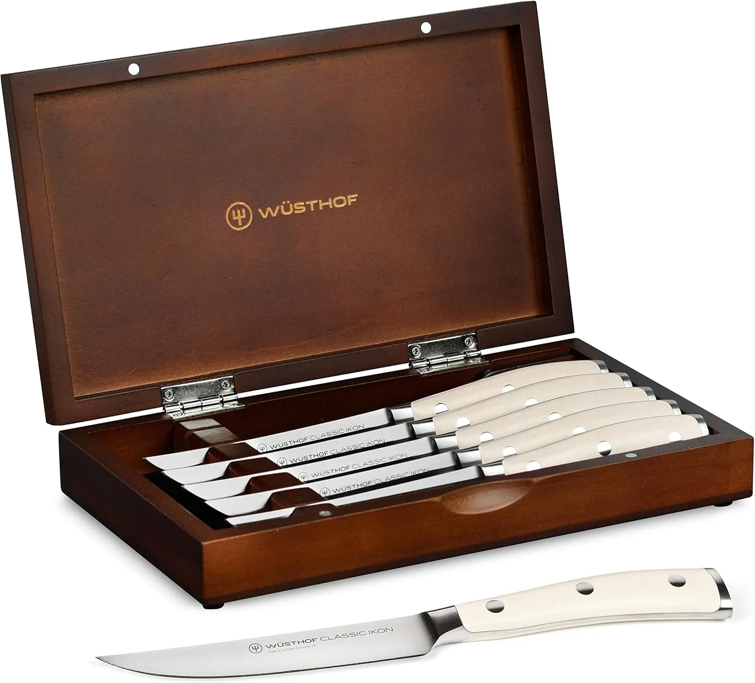 Wusthof Classic Ikon Creme Steak Knife Set with Wood Case (6 Piece)