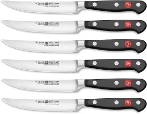 Wusthof Classic Six Piece Steak Set, One Size, Black, Stainless Steel
