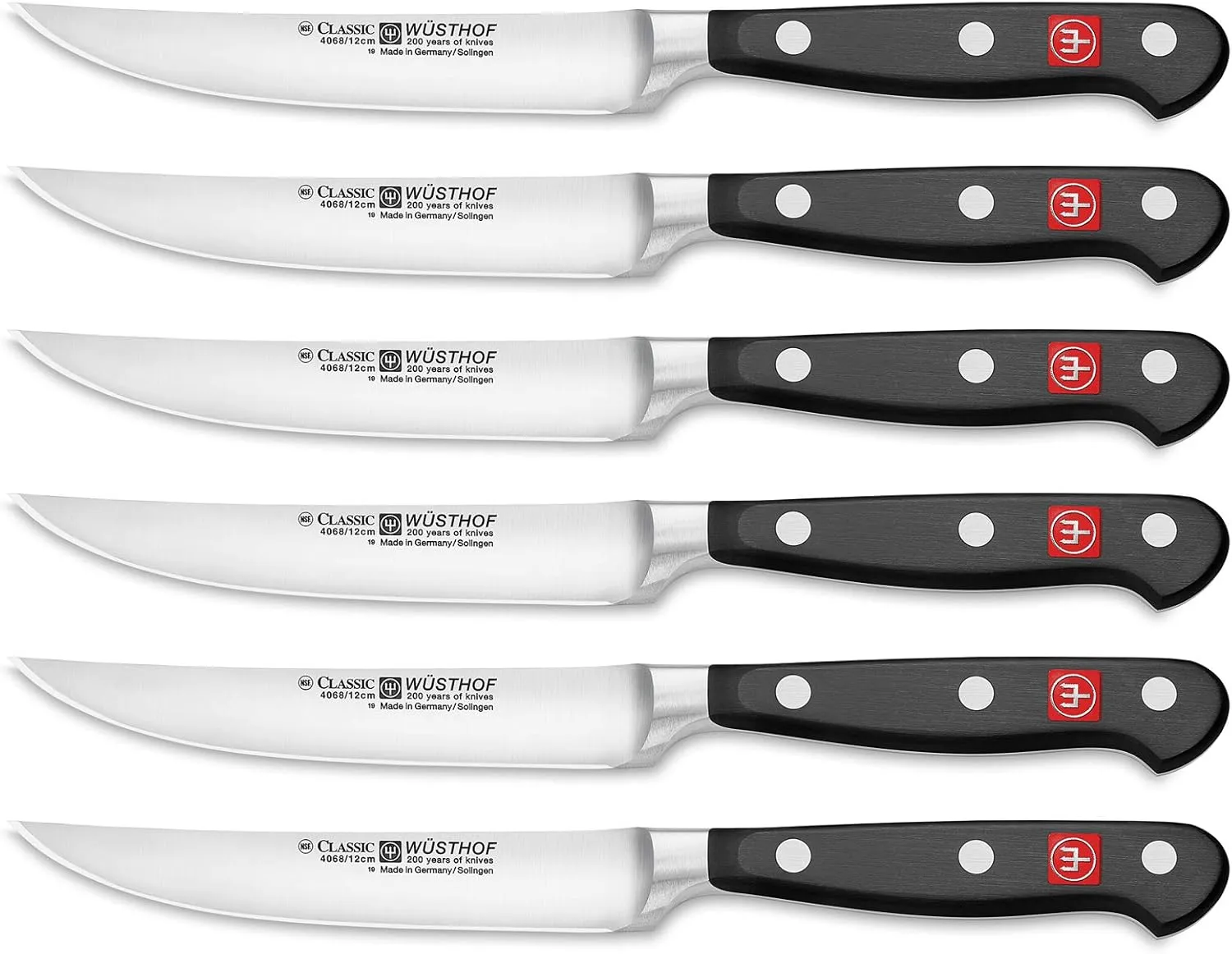 Wusthof Classic Six Piece Steak Set, One Size, Black, Stainless Steel