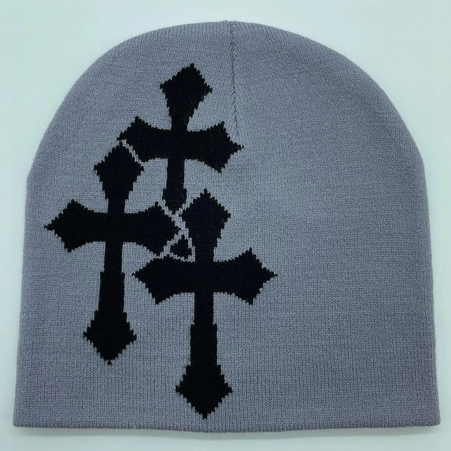 Y2K Knitted Beanies Hat Cross Graphics Men Women Jacquard Hat Punk Solid Color Hat Outdoor Sports Trend Beanie