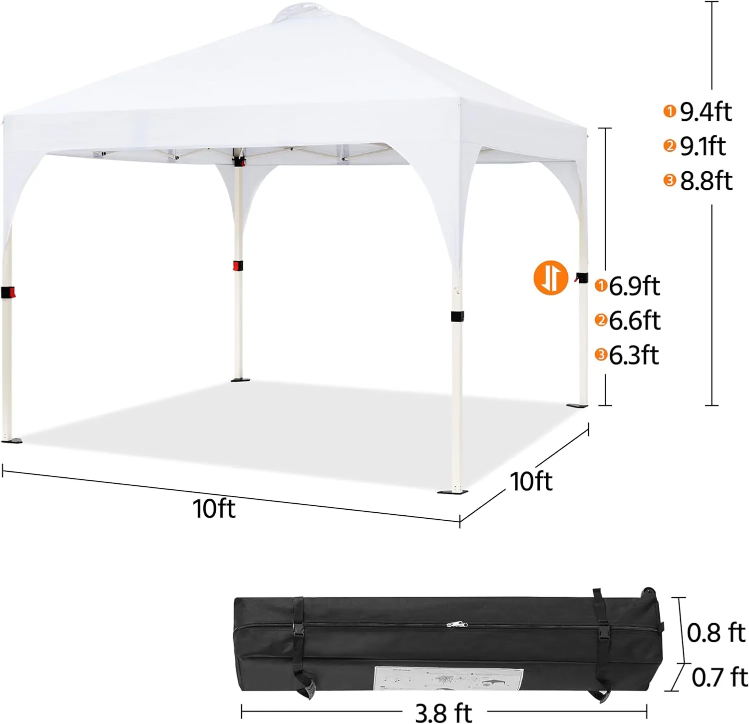 Yaheetech 10x10 Pop Up Canopy Tent with Vent, Easy Set Up Tent, Instant Sun Shelter Canopy with Wheeled Bag, 4 Sandbags, 12 Stakes & 4 Ropes, for Parties, Beach, Outdoor, White