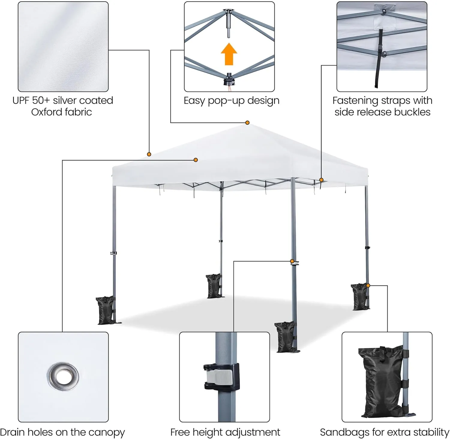 Yaheetech 12x12 Pop Up Canopy Easy Set-up Tent, Portable Outdoor Canopy Instant Tent, Commercial Gazebo with Wheeled Carry Bag & 4 Sandbags for Home, Party & Outdoor Activities, White