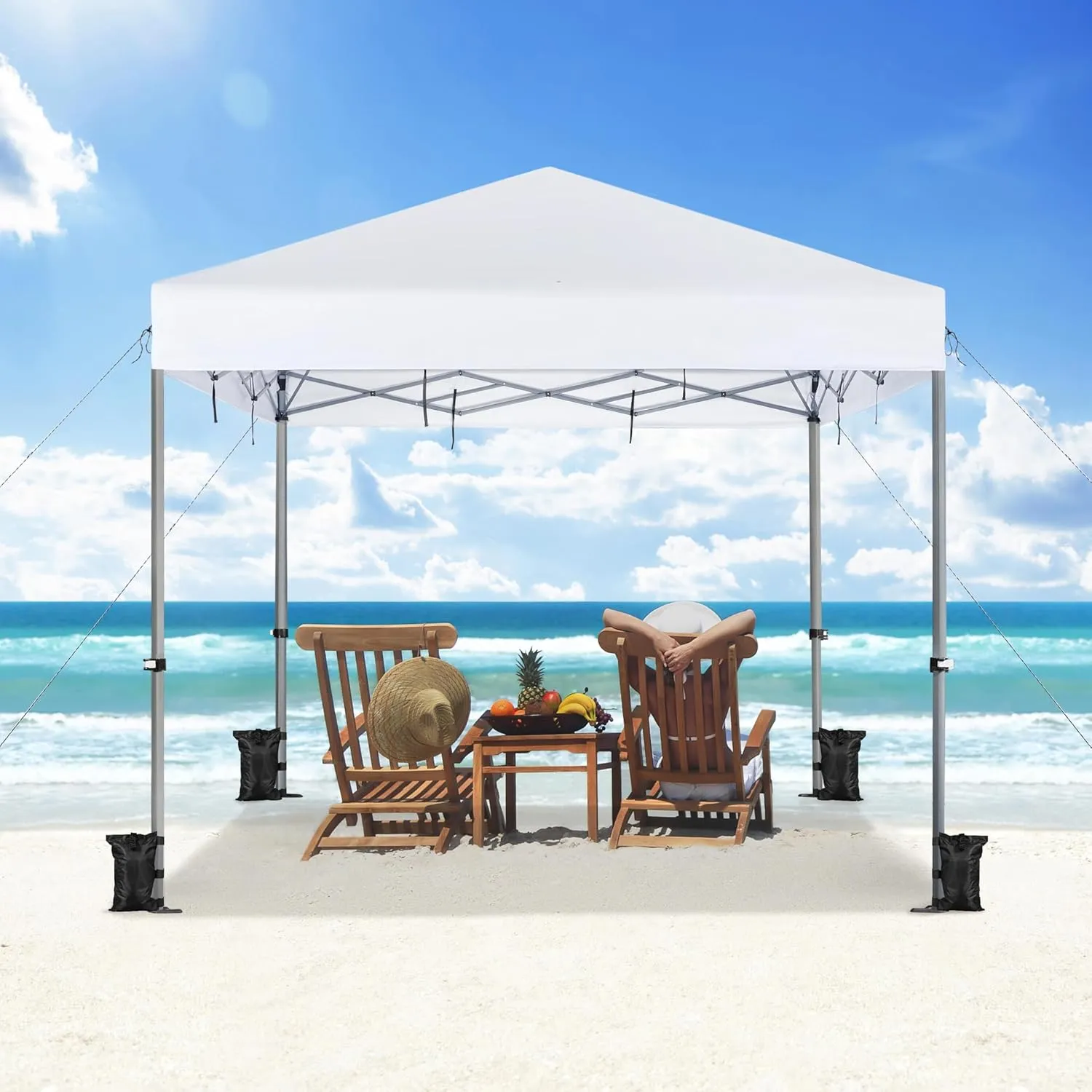 Yaheetech 12x12 Pop Up Canopy Easy Set-up Tent, Portable Outdoor Canopy Instant Tent, Commercial Gazebo with Wheeled Carry Bag & 4 Sandbags for Home, Party & Outdoor Activities, White