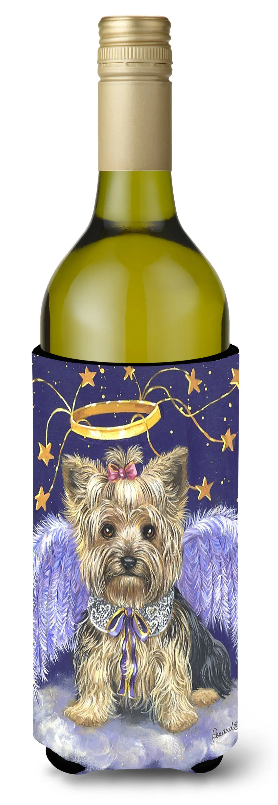 Yorkie Christmas Angel Wine Bottle Hugger PPP3243LITERK