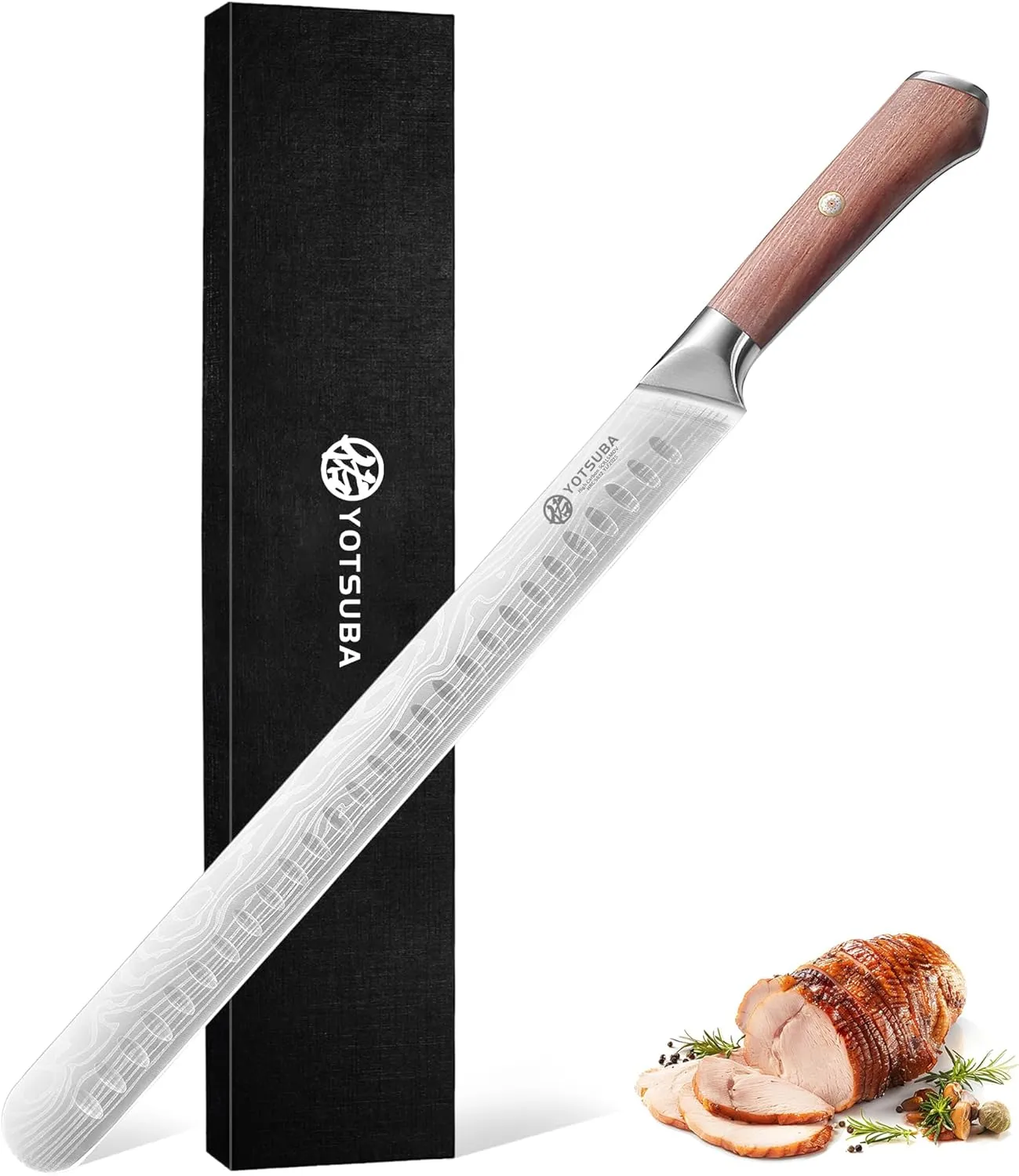 YOTSUBA Carving Knife, 12 inch Brisket Knives, High Carbon Steel Slicing Knives with Ergonomic Handle, Meat Cutting and BBQ Knife, Razor Sharp Carving Knives for Meat with Gift Box