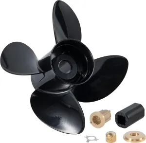 YOUNG PROPS 14 1/2 X17 Outboard Boat Propeller for Mercury Engines135 150 175 200 220 225 250 300HP/Mercruiser Alpha Bravo One,4-Blade Aluminum 14.5 Dia x17 Pitch Prop Hub Kits Included 15tooth RH