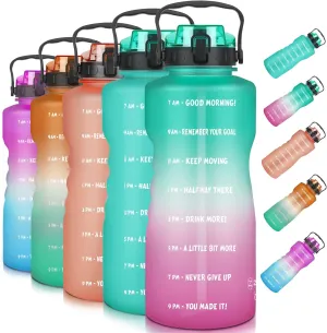 ZOMAKE Gallon Water Bottle with Straw & Time Marker - 128 oz Motivational Large Water Jug BPA Free Leakproof Water Bottle Ensure You Drink Enough Water Daily