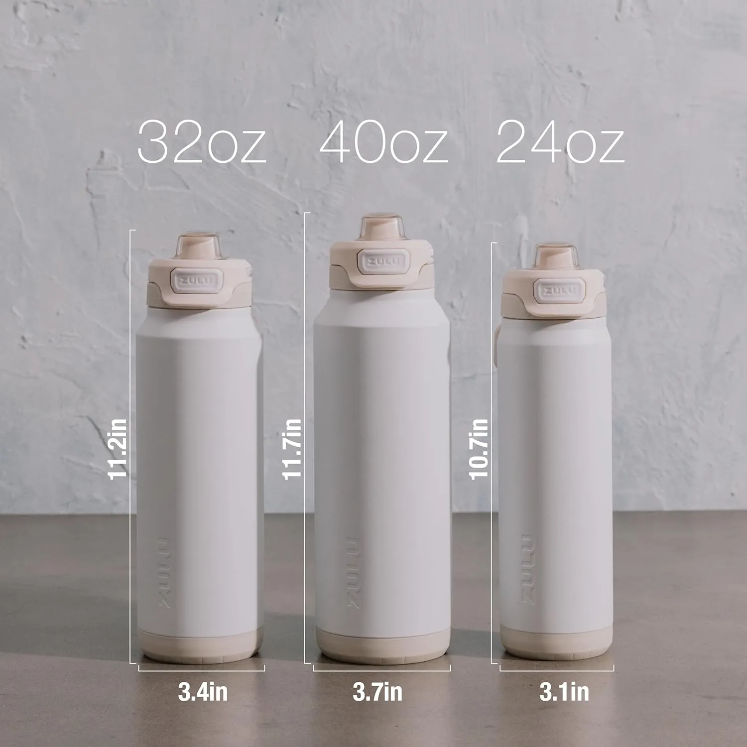 ZULU Powerfill Pro 24oz Stainless Steel Water Bottle with Quick Fill Lid, Triple Walled Vacuum Insulated Metal, Leak Proof Locking Lid, Sip and Chug, Reusable BPA Free, White