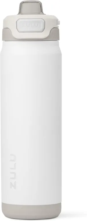ZULU Powerfill Pro 24oz Stainless Steel Water Bottle with Quick Fill Lid, Triple Walled Vacuum Insulated Metal, Leak Proof Locking Lid, Sip and Chug, Reusable BPA Free, White